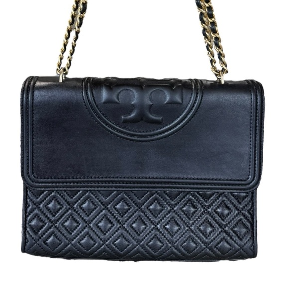 Tory Burch Black Fleming Leather Convertible Crossbody Bag with Gold Chain - Picture 4 of 16